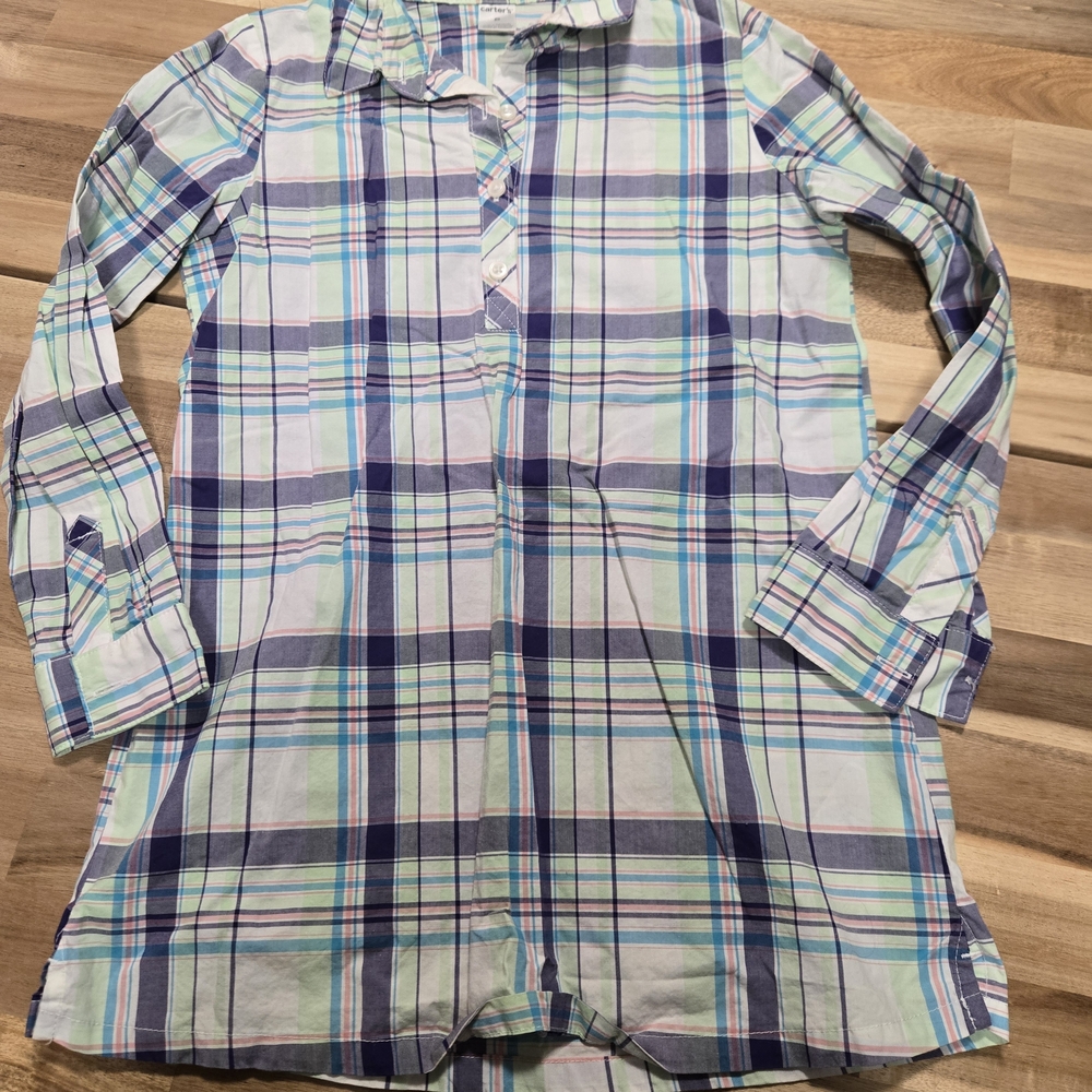 Carter's Blue and Green Plaid Button Down Shirt